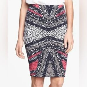 DVF Multicolor knit Abstract Pencil Skirt